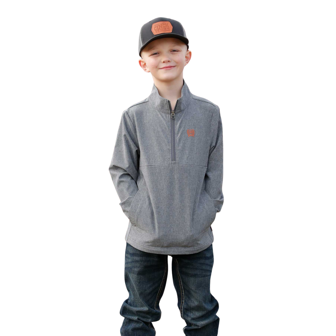 Cinch Youth Boy's Grey Half Zip Windbreaker Pullover MWJ7993001