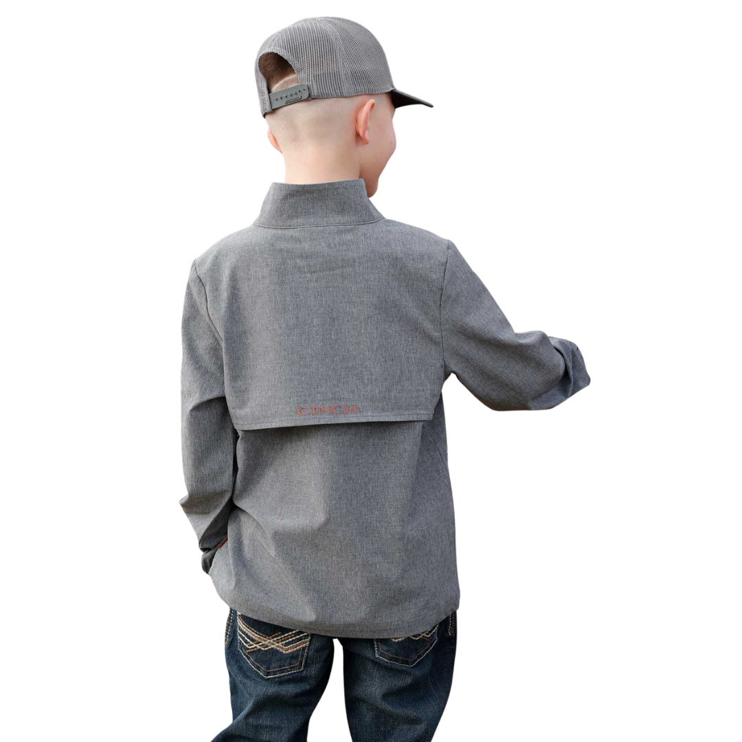 Cinch Youth Boy's Grey Half Zip Windbreaker Pullover MWJ7993001
