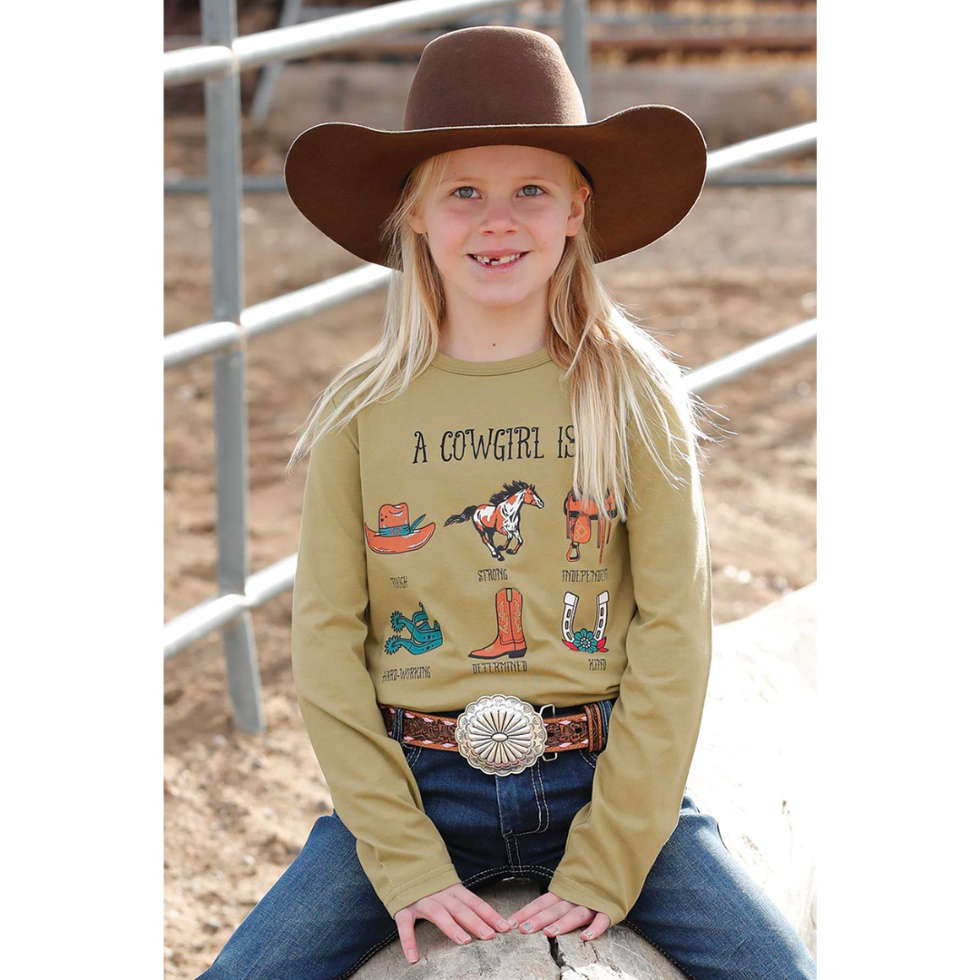 Cinch Youth Girl's Green Cowgirl Traits Graphic T-Shirt CTK8990010