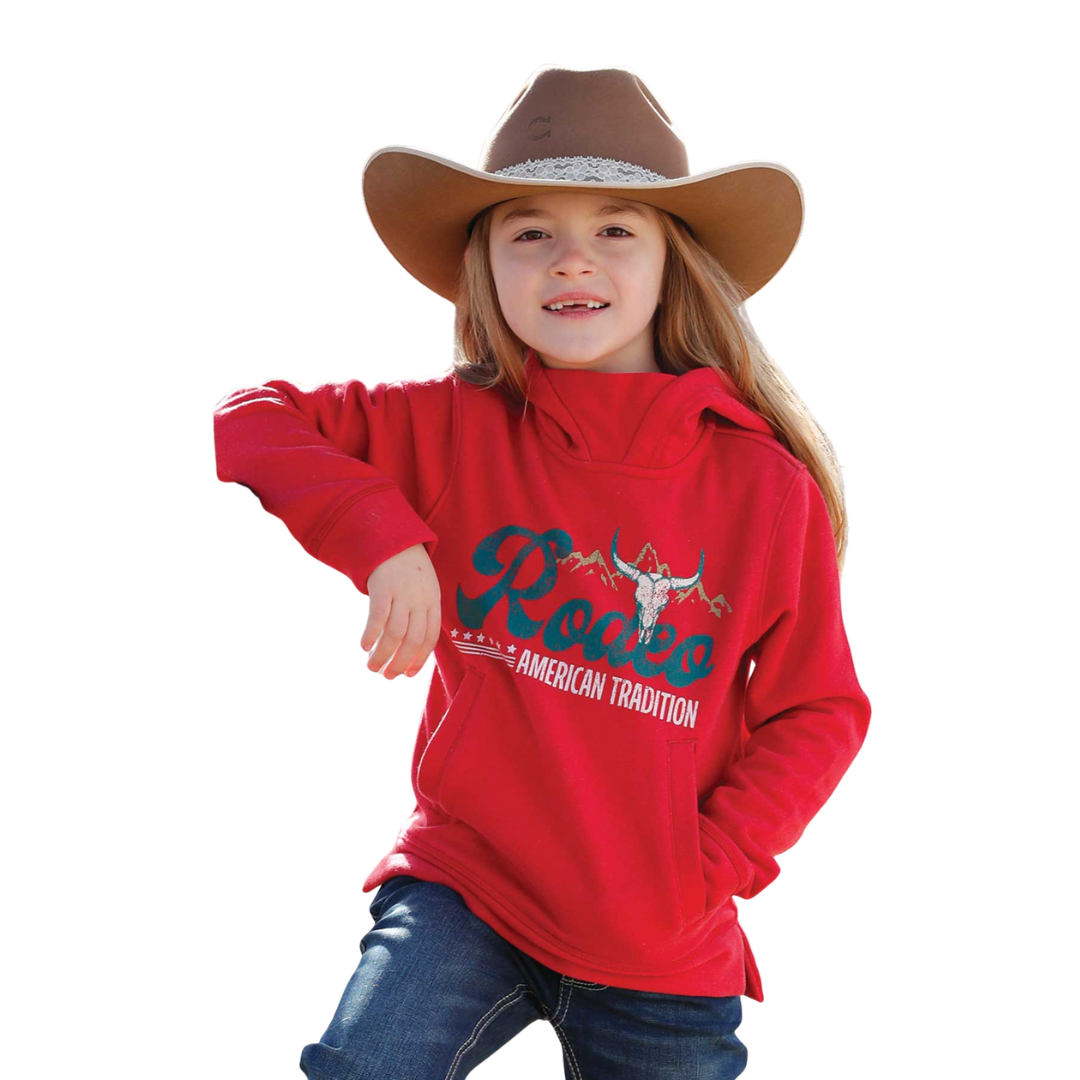 Cinch Youth Girl's Coral Rodeo Graphic Pullover Hoodie CWK8630005