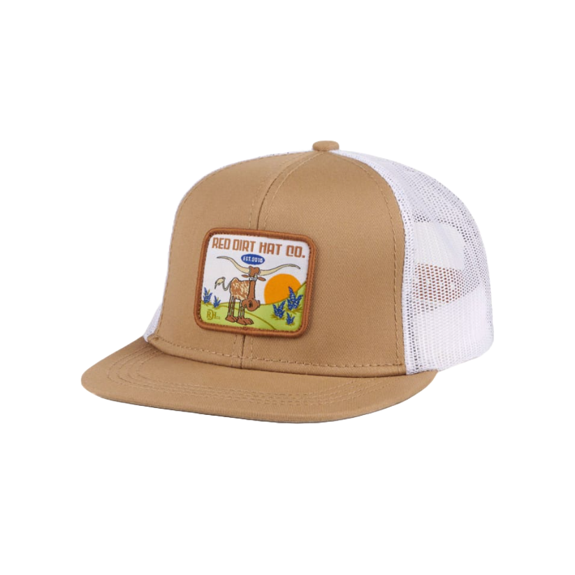 Red Dirt Hat Co. Youth LLJ Longhorn Graphic Khaki Trucker Cap RDHC-Y40