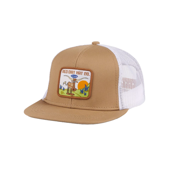 Red Dirt Hat Co. Youth LLJ Longhorn Graphic Khaki Trucker Cap RDHC-Y40