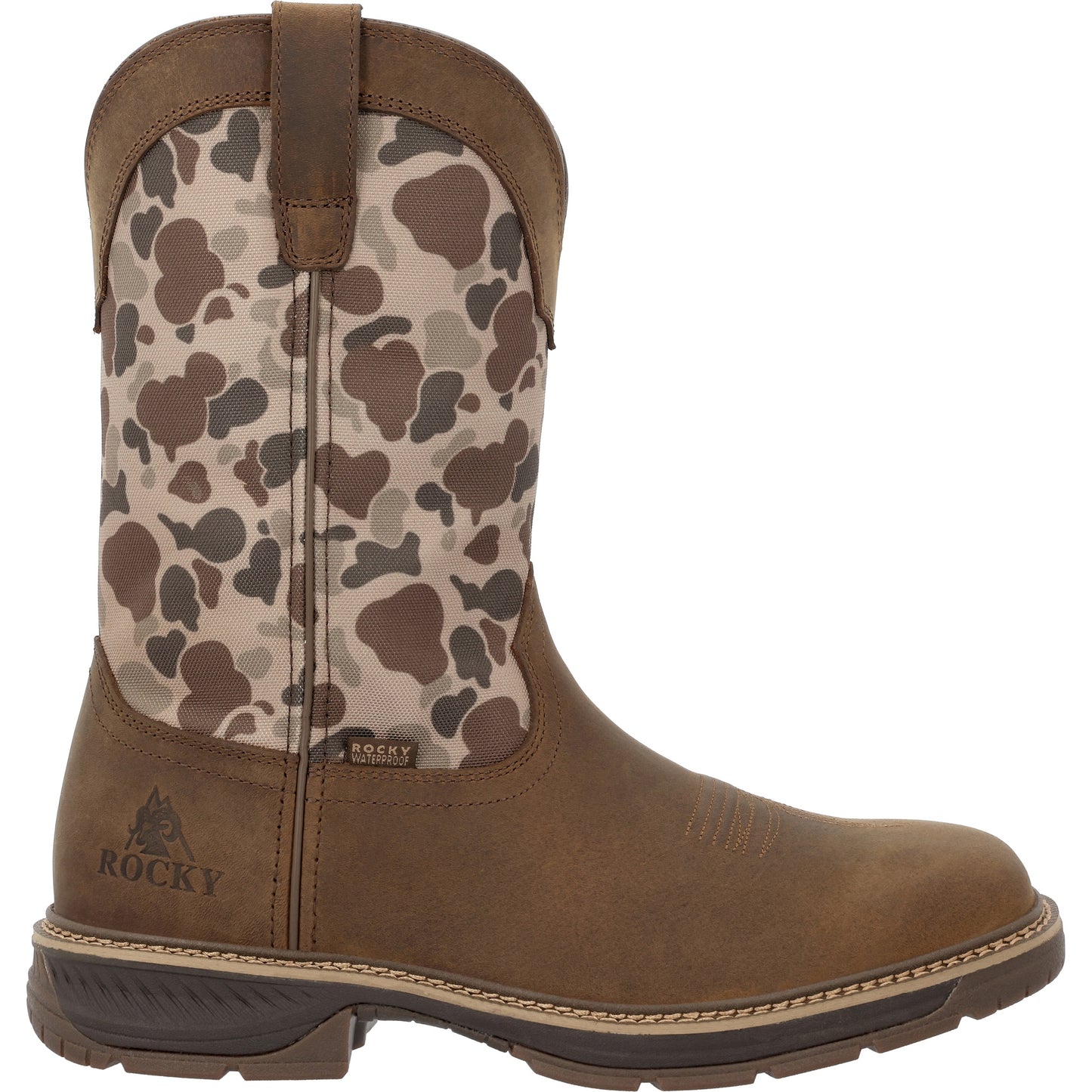 Rocky Men's Ride LTE 11" Dark Brown & Duck Camo Waterproof Western Boot RKW0486