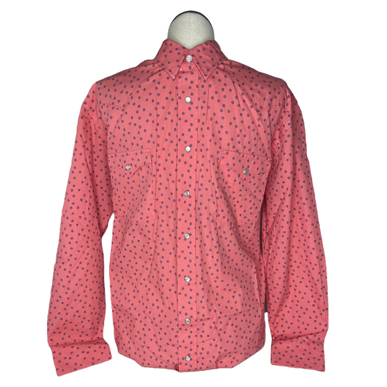 Panhandle Rough Stock Men's Geometric Print Coral Snap Shirt RMN2S03834
