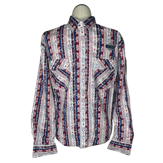 Panhandle Men's Southwest Red & White Stripe Button Down Shirt RMN2S03830