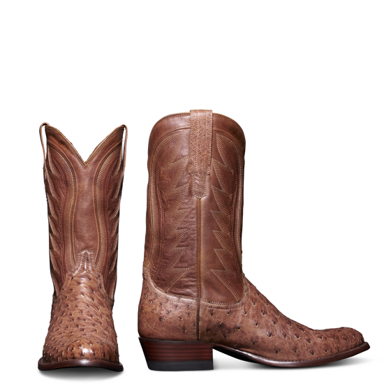 Tecovas Men s Wyatt Russet Ostrich Round Toe Western Boot 10077RUS