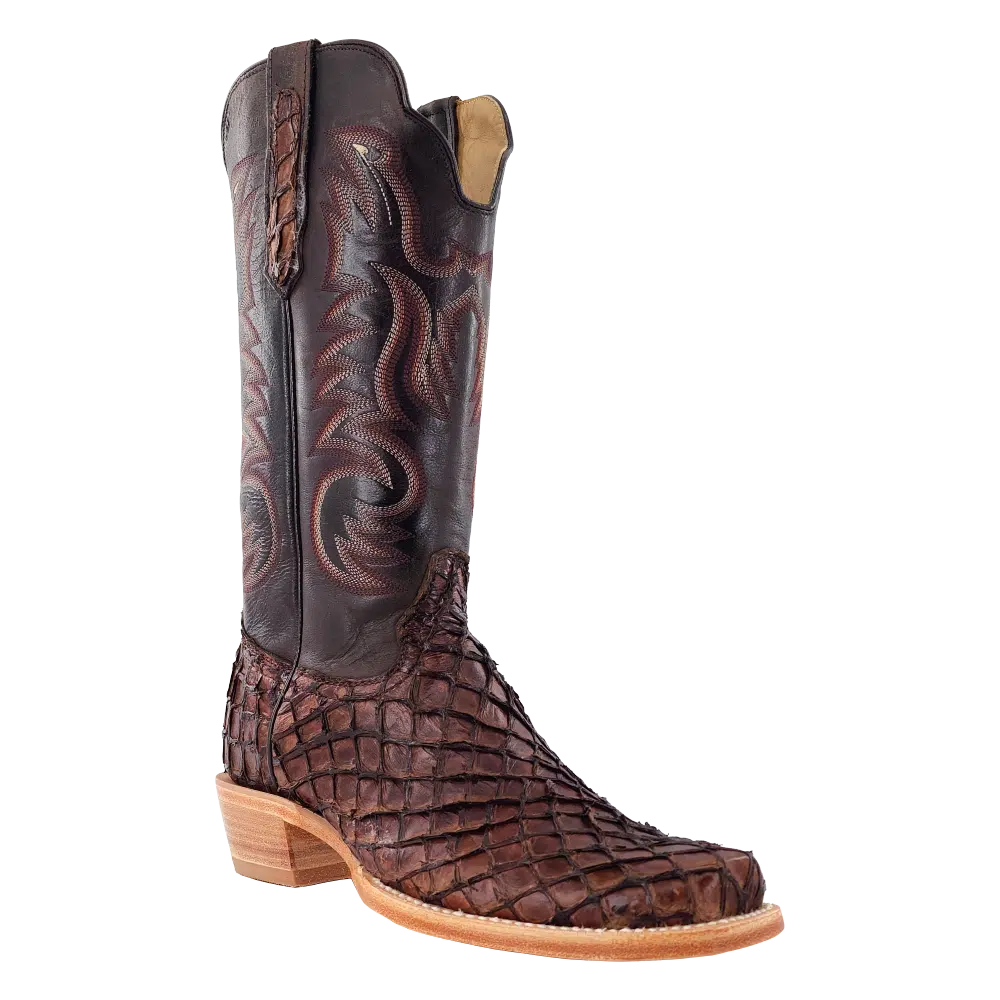 R. Watson Men's Chocolate Pirarucu Western Brown Boots RW7801-1