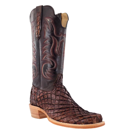 R. Watson Men's Chocolate Pirarucu Western Brown Boots RW7801-1