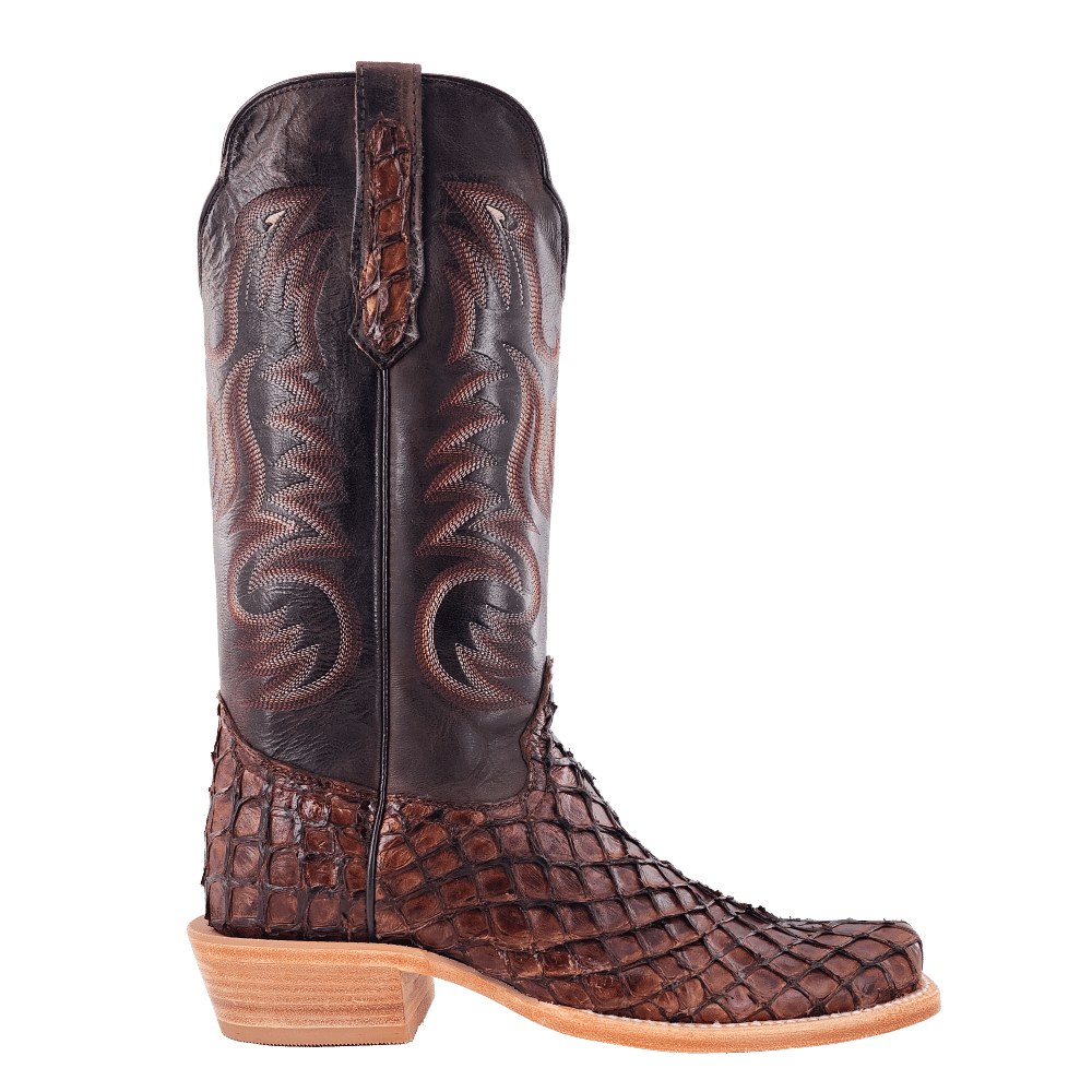 R. Watson Men's Chocolate Pirarucu Western Brown Boots RW7801-1