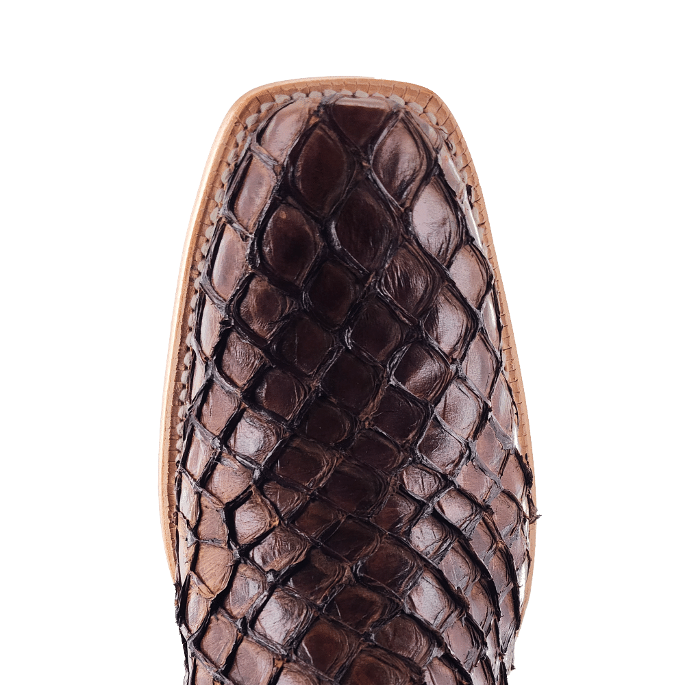 R. Watson Men's Chocolate Pirarucu Western Brown Boots RW7801-1