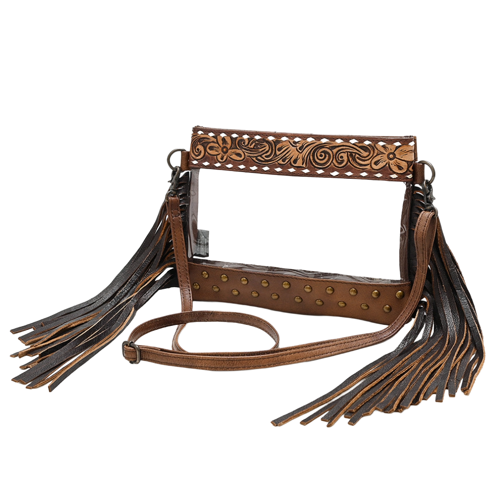 American Darling Ladies Genuine Western Leather Clear Crossbody Bag ADBG1174B