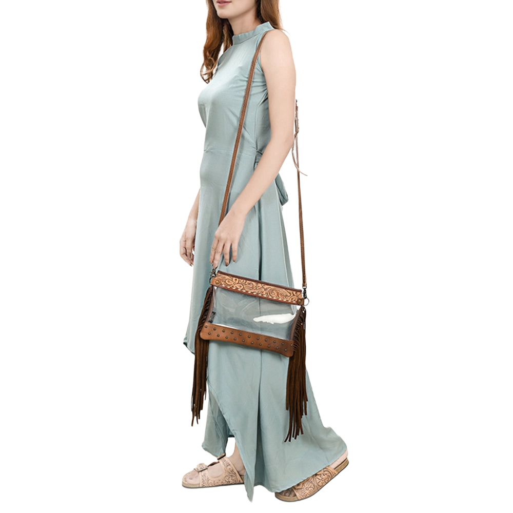 American Darling Ladies Genuine Western Leather Clear Crossbody Bag ADBG1174B