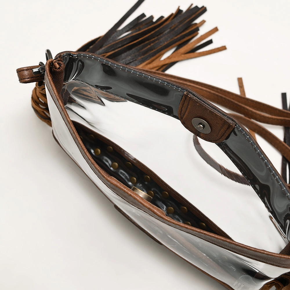 American Darling Ladies Genuine Western Leather Clear Crossbody Bag ADBG1174B