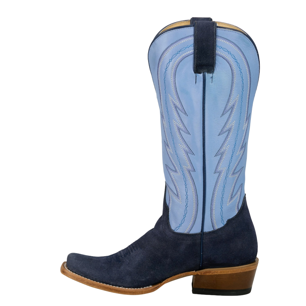 Tony Lama Ladies Siena Iris Blue Suede Leather Western Boot RN3622