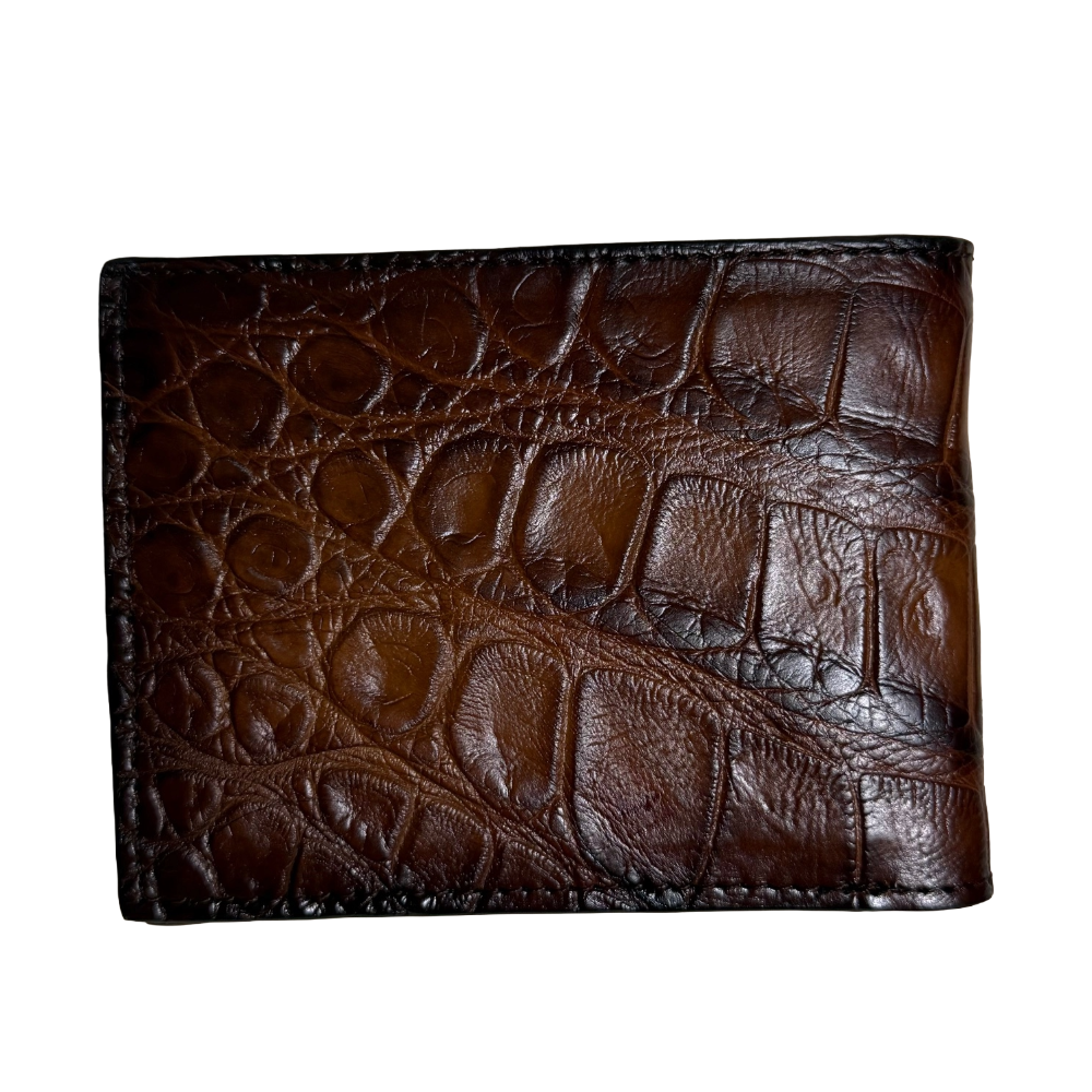 Cuadra Men's Honey Alligator Studs Bifold Wallet DU712