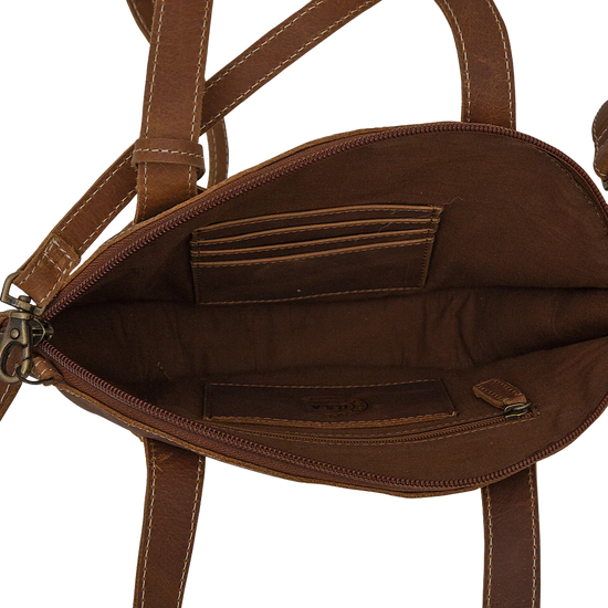 Myra Bag Ladies Brown Nest Leather & Hair On Bag S-5861