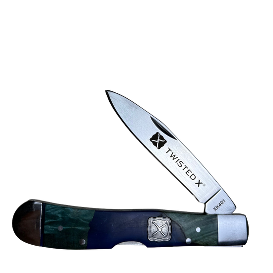 Twisted X Single Blade Blue & Gold Pocket Knife XK401