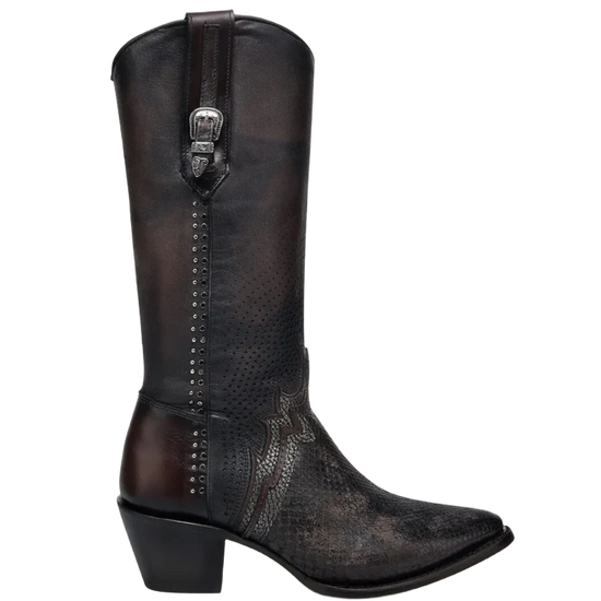 Cuadra Ladies Python Laser Embroidery Chocolate Cowgirl Boots CC243
