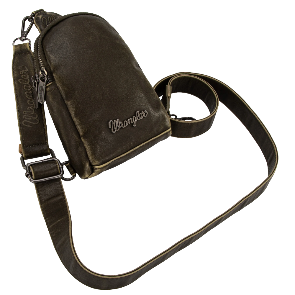 Wrangler Green PU Leather Sling Crossbody Bag WG87-824GN