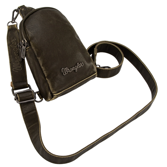 Wrangler Green PU Leather Sling Crossbody Bag WG87-824GN