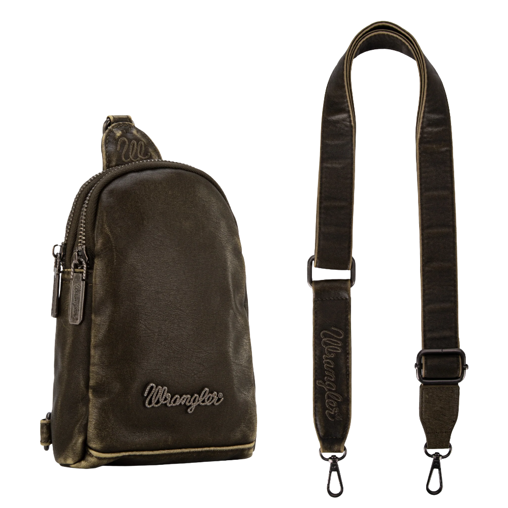 Wrangler Green PU Leather Sling Crossbody Bag WG87-824GN