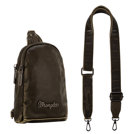 Wrangler Green PU Leather Sling Crossbody Bag WG87-824GN