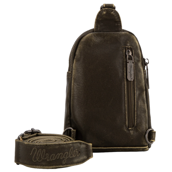 Wrangler Green PU Leather Sling Crossbody Bag WG87-824GN