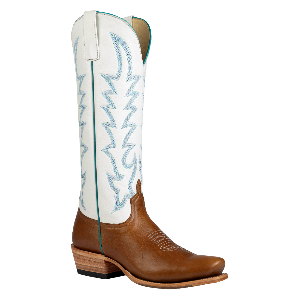 Macie Bean Ladies Natural Station White & Tan Western Tall Boots M9531