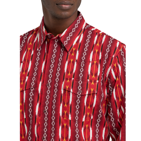 Wrangler Men's Checotah Western Red Snap Dress Shirt 112374909