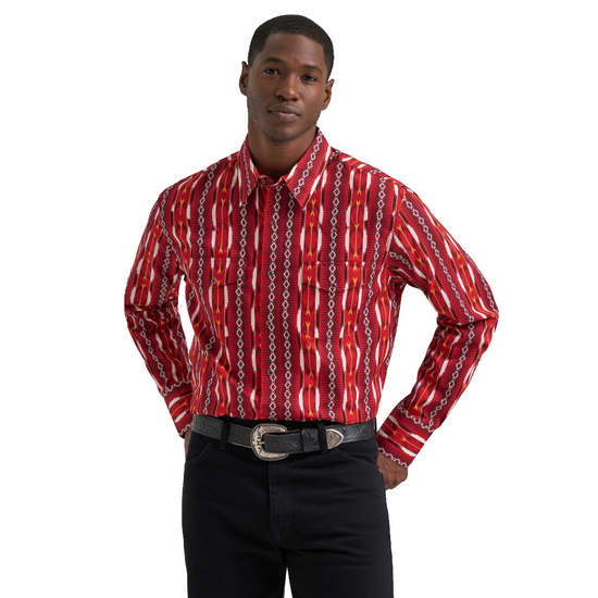 Wrangler Men's Checotah Western Red Snap Dress Shirt 112374909