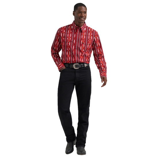 Wrangler Men's Checotah Western Red Snap Dress Shirt 112374909