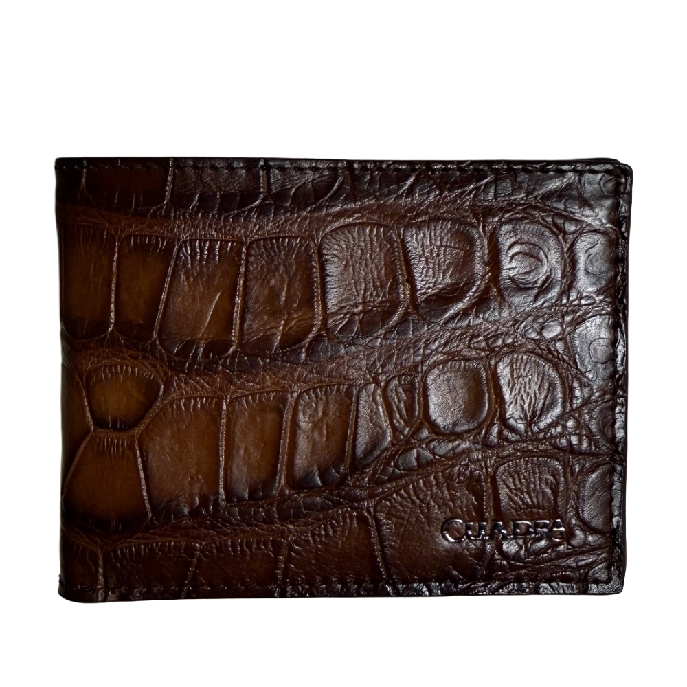 Cuadra Men's Honey Alligator Studs Bifold Wallet DU712