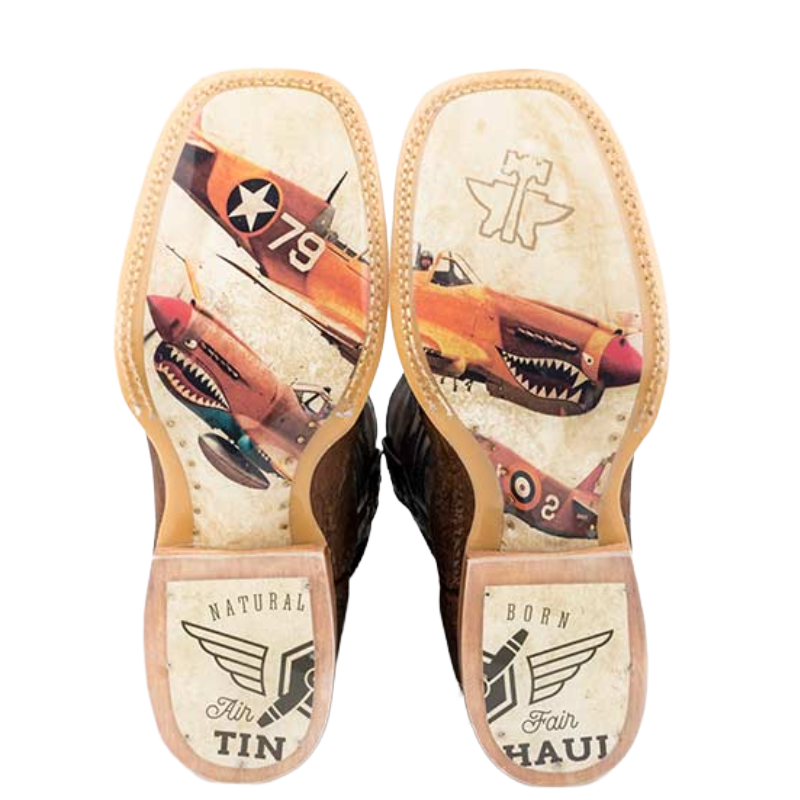 Tin Haul Men's Warhawk Embroidered Dark Brown Western Boot 14-020-0077-0412