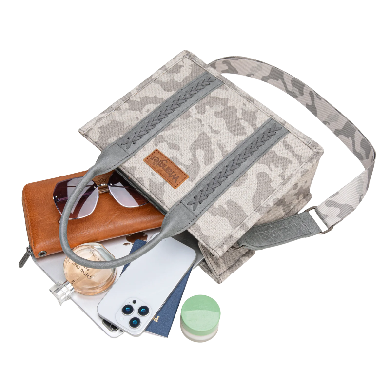 Wrangler Grey Camo Print Crossbody Tote WG286-8120SGY