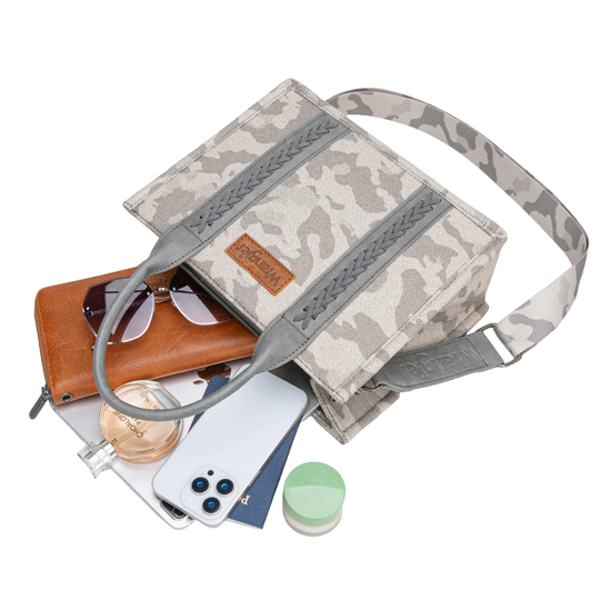 Wrangler Grey Camo Print Crossbody Tote WG286-8120SGY