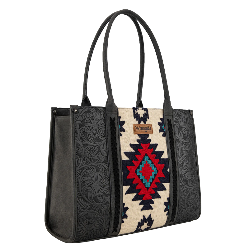 Wrangler Tooled Aztec Pattern Concealed Carry Black Tote Bag WG226G-8119BK