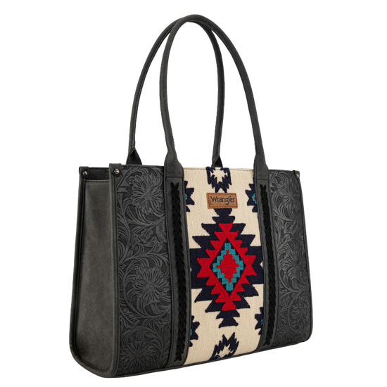 Wrangler Tooled Aztec Pattern Concealed Carry Black Tote Bag WG226G-8119BK