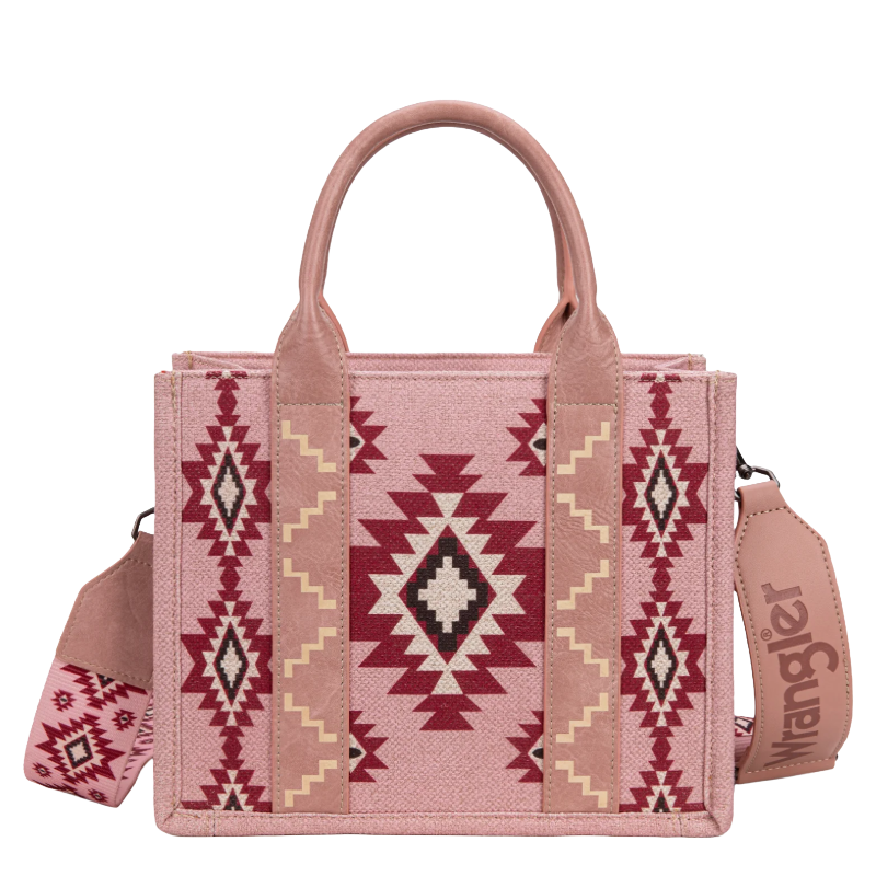 Wrangler Aztec Pattern Dual Sided Print Dark Pink Tote Bag WG226-8120SDPK