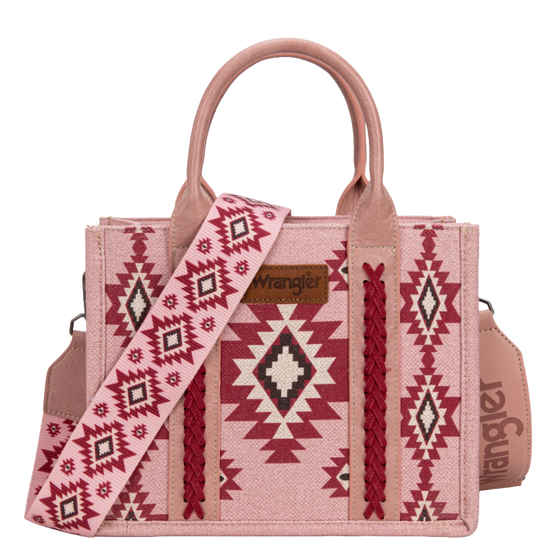 Wrangler Aztec Pattern Dual Sided Print Dark Pink Tote Bag WG226-8120SDPK