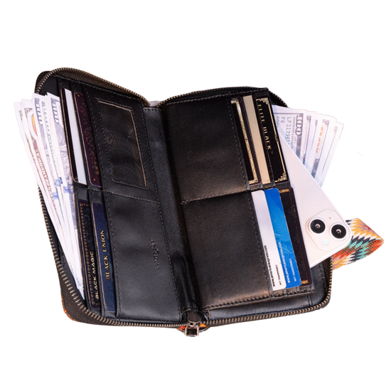 Wrangler Ladies Southwestern Art Print Black Wallet WG2211-W006BK