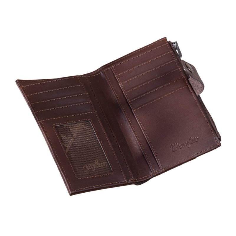 Wrangler Coffee Genuine Hair-On Cowhide Bi-Fold Card Wallet WG162-W0332CF
