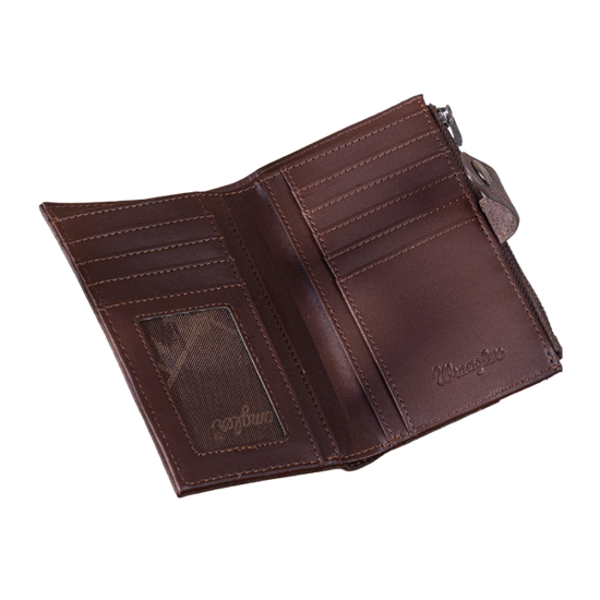 Wrangler Coffee Genuine Hair-On Cowhide Bi-Fold Card Wallet WG162-W0332CF