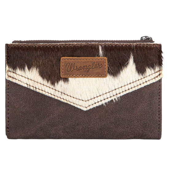 Wrangler Coffee Genuine Hair-On Cowhide Bi-Fold Card Wallet WG162-W0332CF