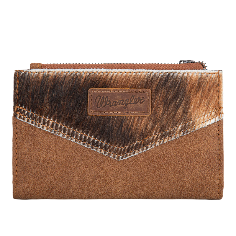 Wrangler Brown Genuine Hair-On Cowhide Bi-Fold Card Wallet WG162-W0332BR