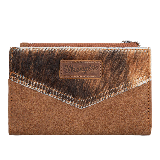 Wrangler Brown Genuine Hair-On Cowhide Bi-Fold Card Wallet WG162-W0332BR