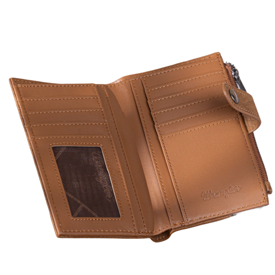 Wrangler Brown Genuine Hair-On Cowhide Bi-Fold Card Wallet WG162-W0332BR
