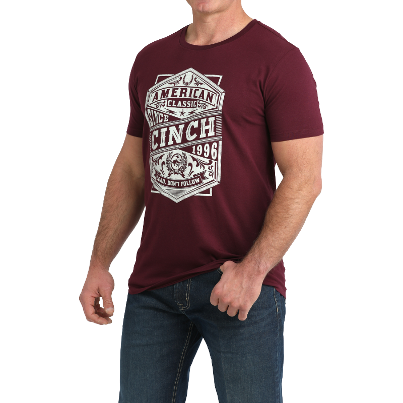 Cinch Men's American Classic Burgundy Graphic T-Shirt MTT1690704