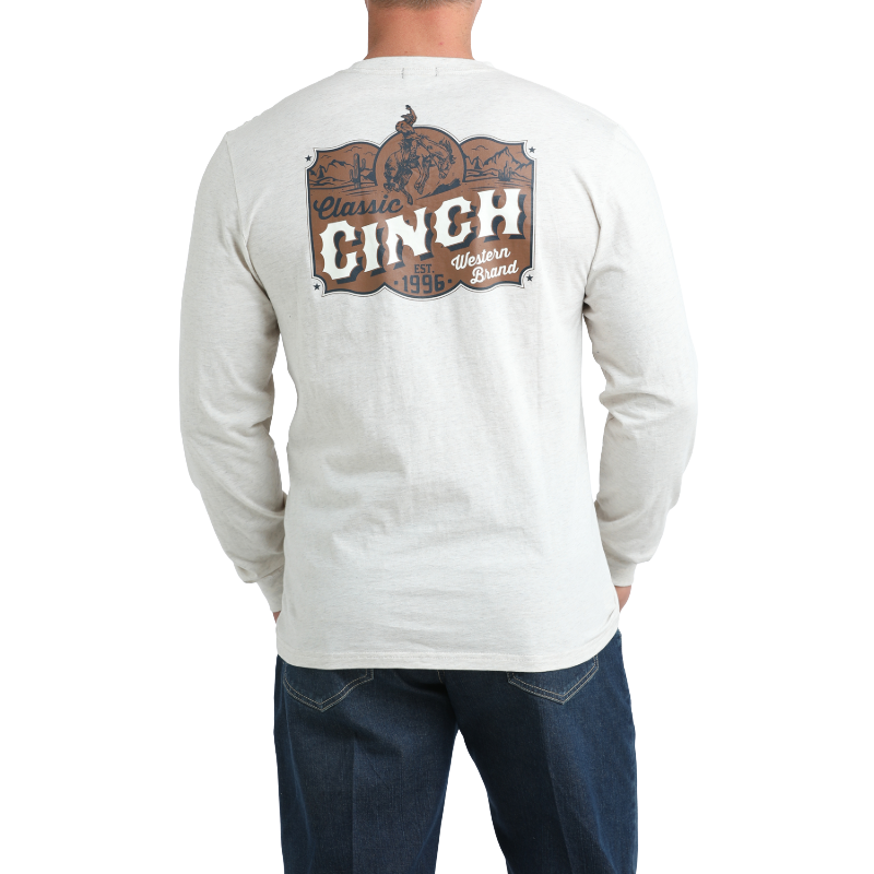 Cinch Men's Classic Western Brand Cream Long Sleeve T-Shirt MTK1721022