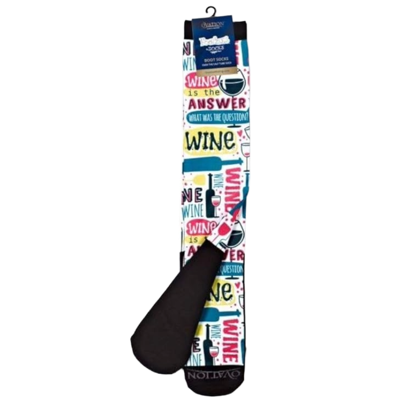 Ovation Ladies FootZees Wine Diva Graphic Boot Socks 470932-C1924