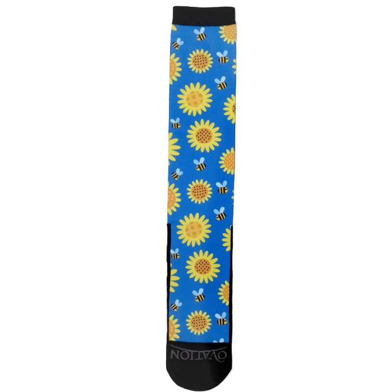 Ovation Ladies FootZees Floral Graphic Blue Boot Socks 470932-C2040